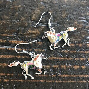 Equestrian Horse Enamel Dangle Earrings